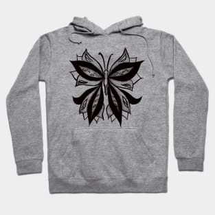 Abstract Butterfly Stipple Shaded Ink Drawing Hoodie